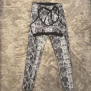 Snakeskin Print Leggings and Sports Bra